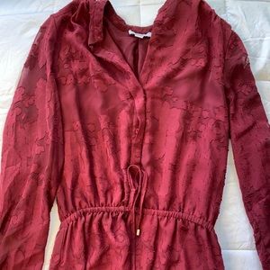 Maroon, long sleeve, dress, M